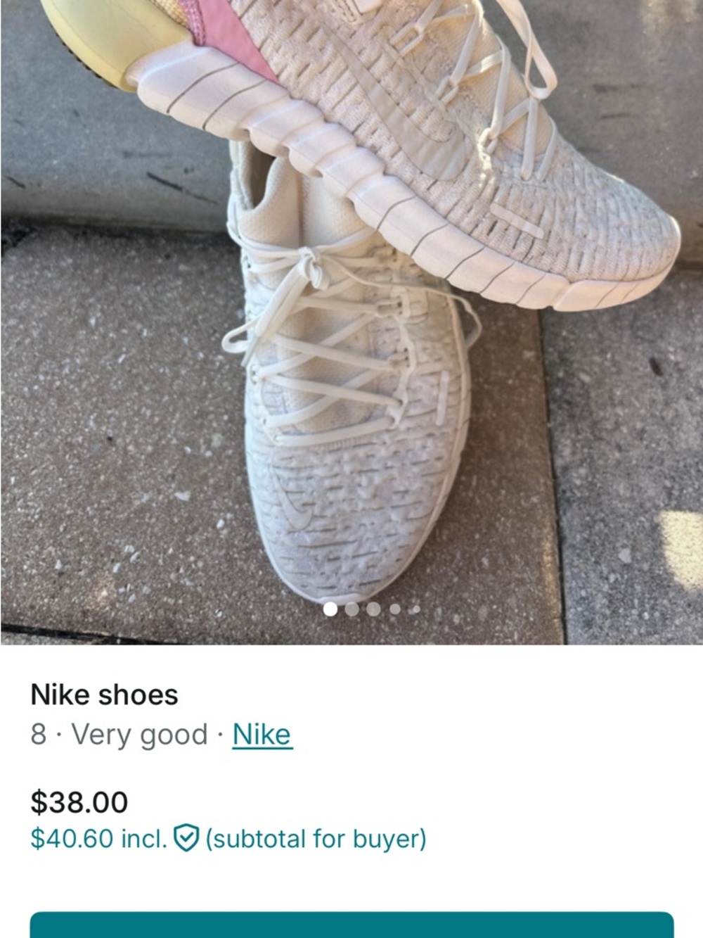 Nike Cream Knit Sneakers with Pink Heel